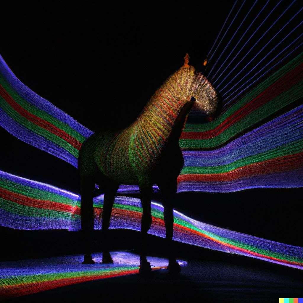 a horse, light painting by Gabriel Dawe